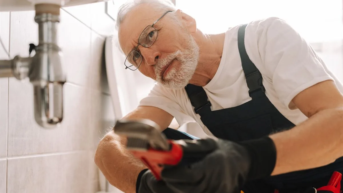 Residential plumbing service van and technician in Mililani community