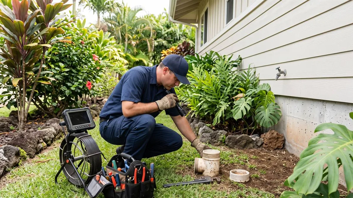 Sewer line pipe repair and camera inspection